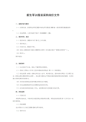 新生军训服装采购询价文件.docx