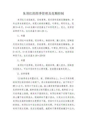 朱顶红的四季管理及花期控制.docx