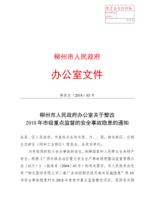 柳政办〔2018〕85号（整改重大安全隐患）.docx