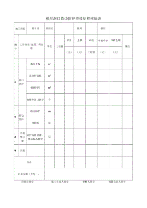 楼层洞口临边防护搭设结算核验表.docx