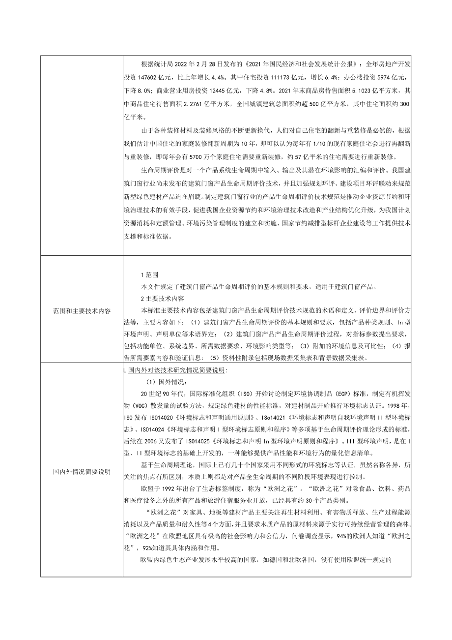 标准项目建议书《产品生命周期评价技术规范 建筑门窗》.docx_第2页