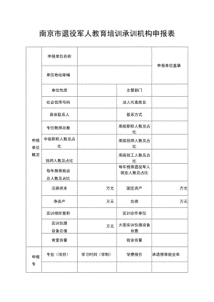 南京市退役军人教育培训承训机构申报表.docx