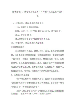 污水处理厂厂区绿化工程主要材料构配件供应进度计划方案.docx