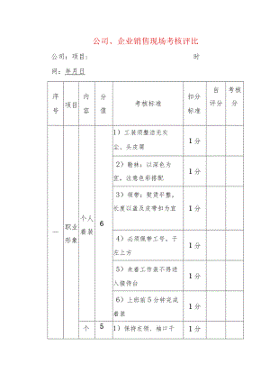 公司、企业销售现场考核评比.docx