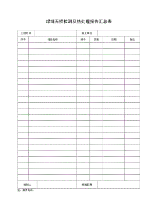 焊缝无损检测及热处理报告汇总表.docx