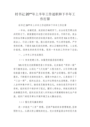 村书记20--年上半年工作述职和下半年工作打算.docx