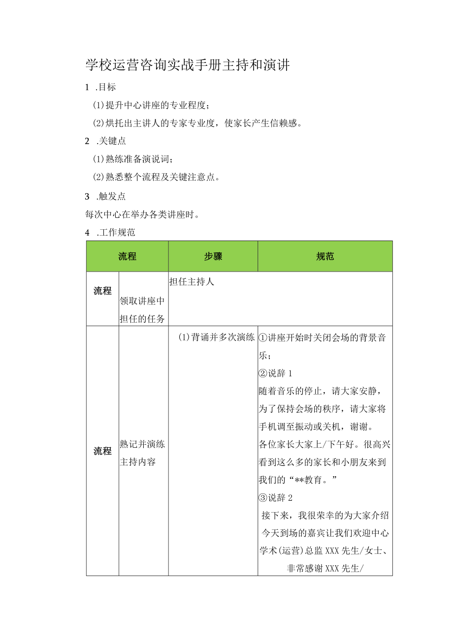 学校运营咨询实战手册主持和演讲.docx_第1页