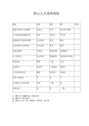 核心人才选拔指标.docx