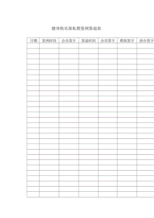 健身俱乐部私教签到签退表.docx
