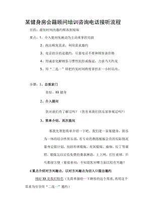 某健身房会籍顾问培训咨询电话接听流程.docx