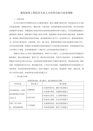 建筑装饰工程技术专业人才培养目标与培养规格.docx