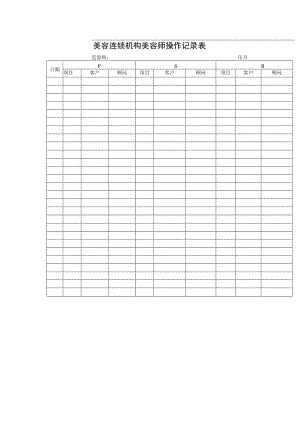 美容连锁机构美容师操作记录表.docx