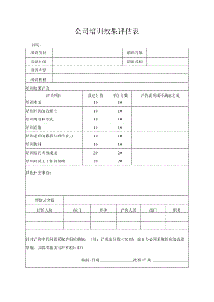 公司培训效果评估表.docx