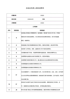 总经办主任岗位说明书.docx