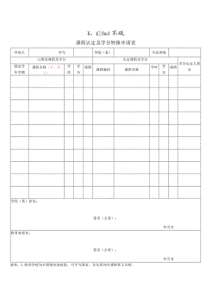 课程认定及学分转换申请表.docx