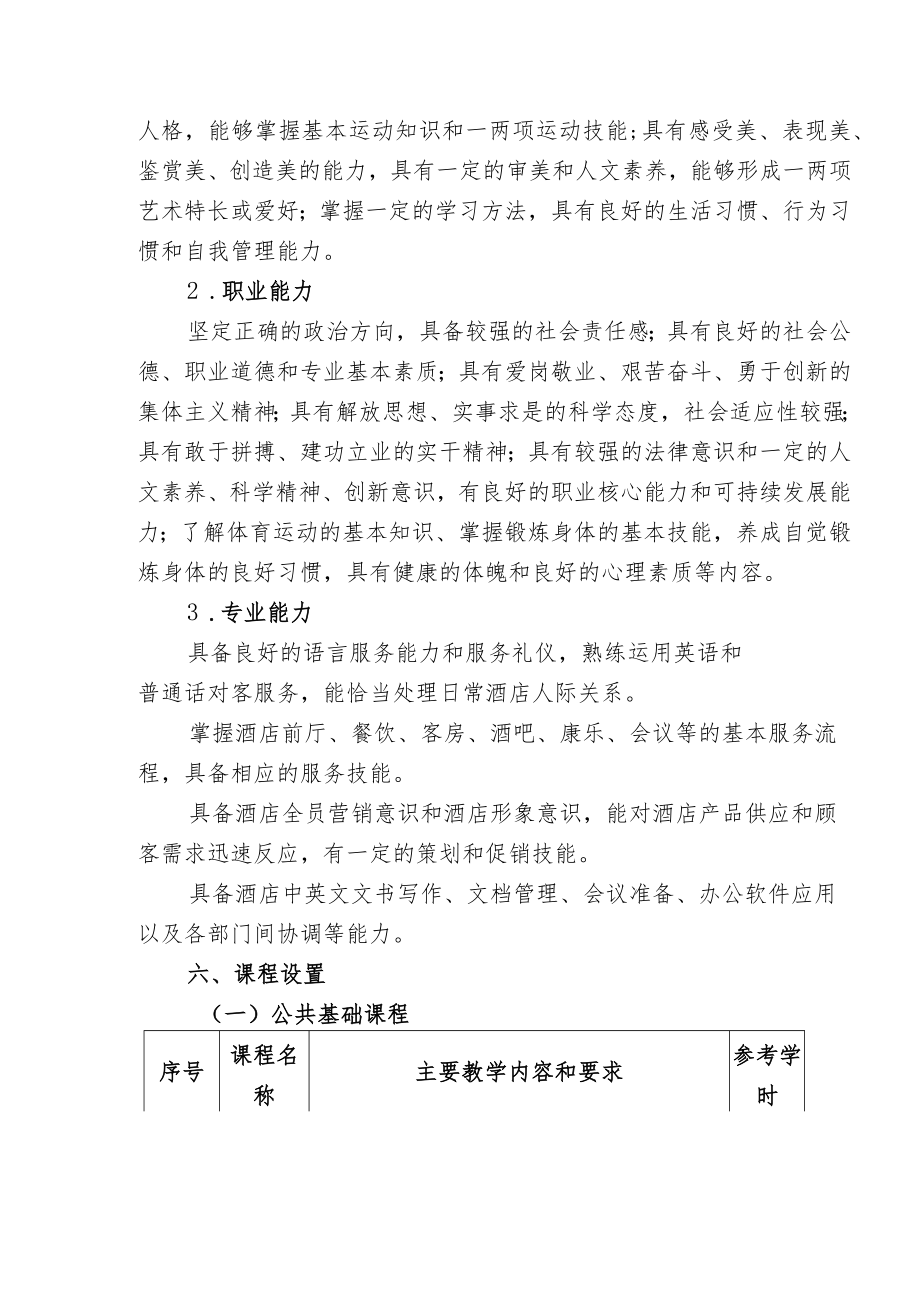 高星级饭店应运营与管理专业2020级人才培养方案.docx_第3页