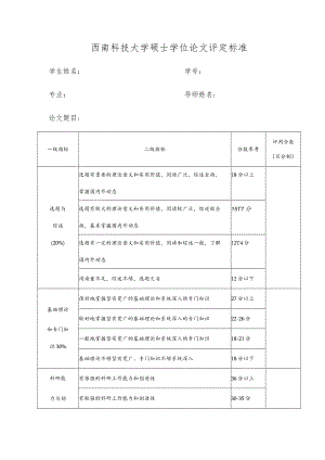 西南科技大学硕士学位论文评定标准.docx