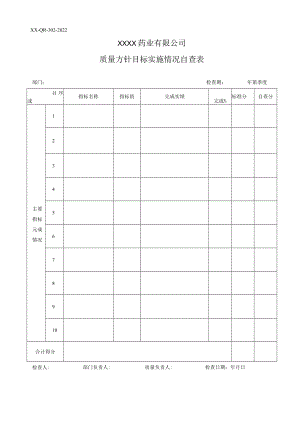 质量方针目标实施情况自查表.docx