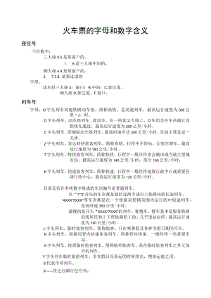 火车票的字母和数字.docx