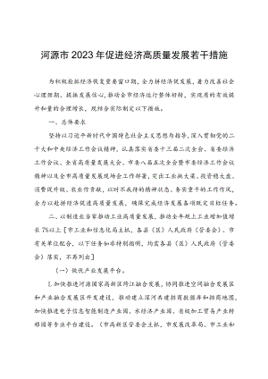 河源市2023年促进经济高质量发展若干措施.docx