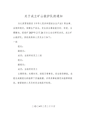 矿山救护队（应急救援队伍）设置文件.docx