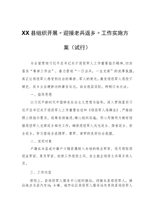 XX县组织开展“迎接老兵返乡”工作实施方案(试行).docx
