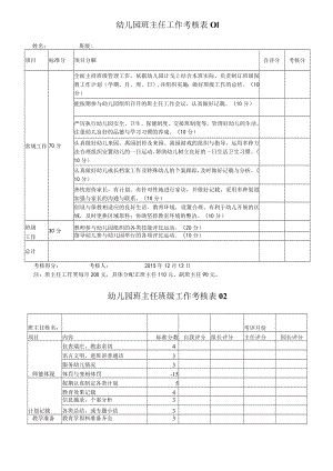 班主任工作考核表表模板.docx
