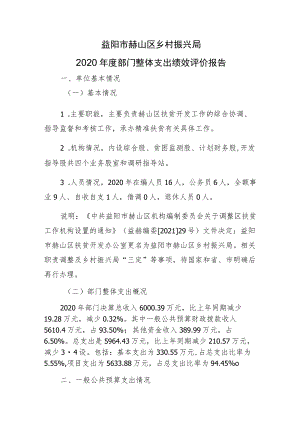 益阳市赫山区乡村振兴局2020年度部门整体支出绩效评价报告.docx