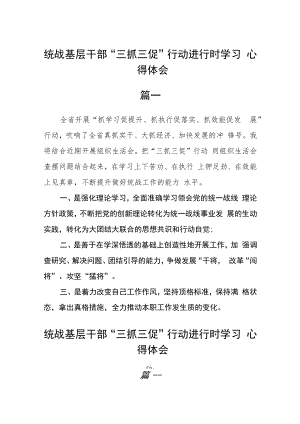 统战基层干部“三抓三促”行动进行时学习心得体会四篇.docx