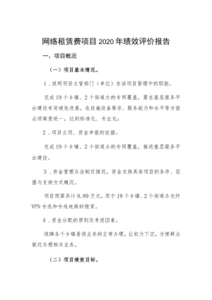 网络租赁费项目2020年绩效评价报告.docx