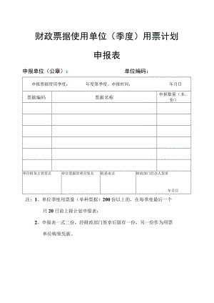 财政票据使用单位（季度）用票计划申报表.docx