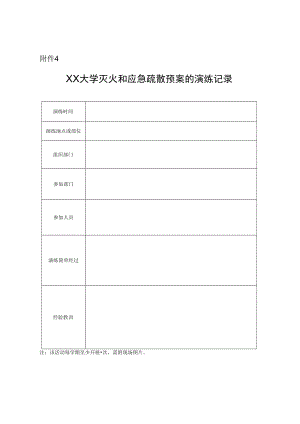 XX大学灭火和应急疏散预案的演练记录.docx