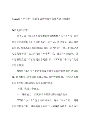 上级领导在XX县XX党总支成立暨选举党员大会上的讲话.docx