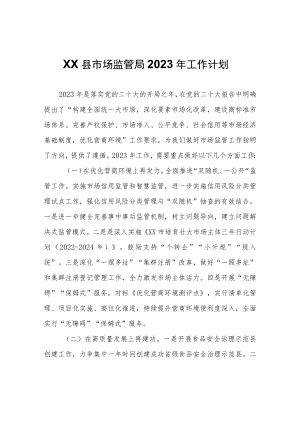 XX县市场监管局2023年工作计划.docx