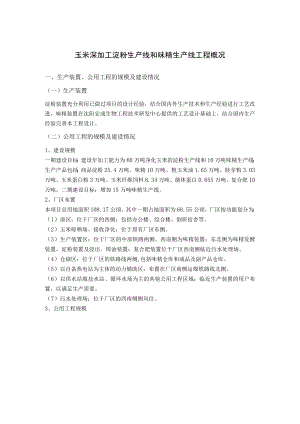 玉米深加工淀粉生产线和味精生产线工程概况.docx