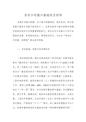 夯实乡村振兴基础发言材料.docx