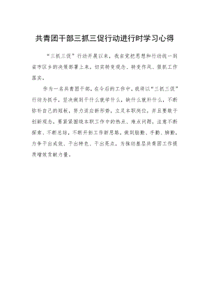 共青团干部三抓三促行动进行时学习心得.docx