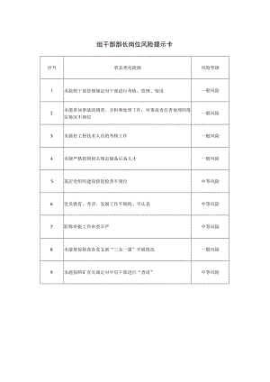 组干部部长岗位风险提示卡.docx