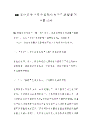 XX高校关于“提升国际化水平”典型案例申报材料.docx