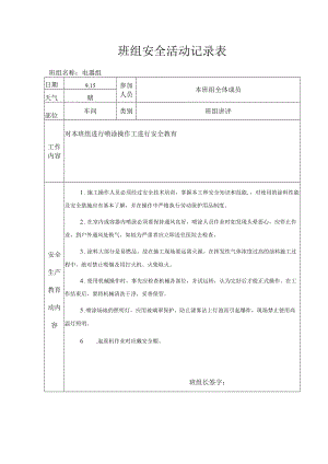 班组安全活动记录表（喷涂操作工）.docx