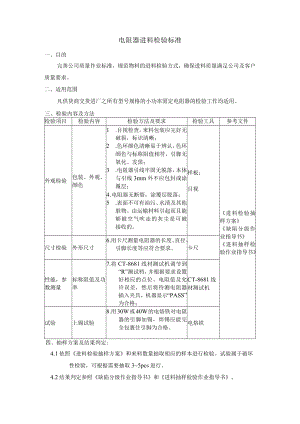 电阻器进料检验标准.docx