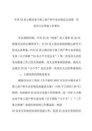 XX总支部第一次党员大会筹备工作报告.docx