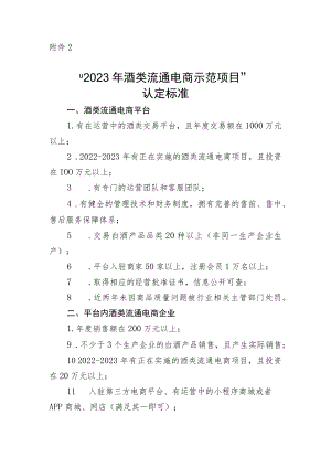 “2023酒类流通电商示范项目”认定标准.docx