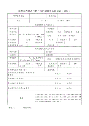 禁燃区内煤改气燃气锅炉奖励资金申请表居民.docx