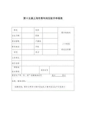 第十五届上海市青年岗位能手申报表.docx