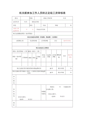 机关新参加工作人员转正定级工资审核表.docx