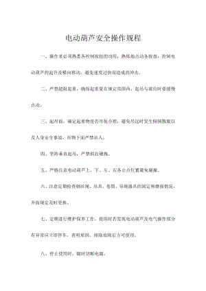 电动葫芦安全操作规程.docx