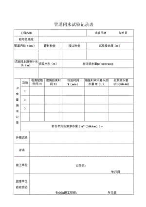 管道闭水试验记录表.docx
