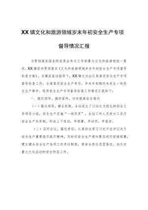 XX镇文化和旅游领域岁末年初安全生产专项督导情况汇报.docx