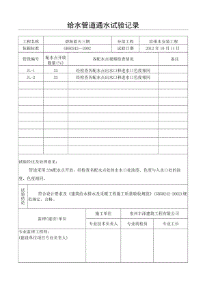 给水管道通水试验记录（1）.docx